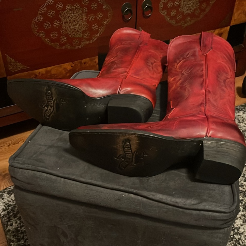 RODEO READY! Freebird Red Heeled Boots Classic Western Design (NEVER WORN) - Picture 6 of 13
